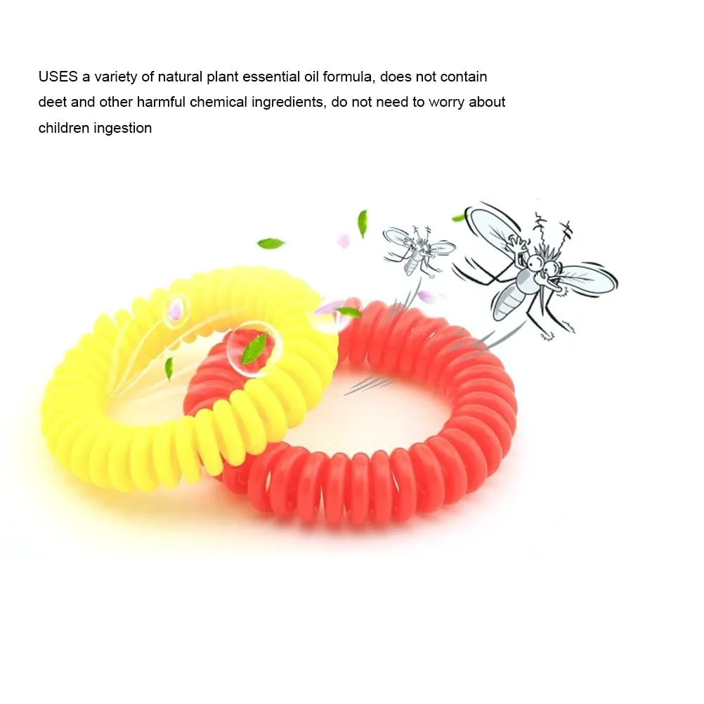12Pcs Natural Safe Mosquito Repellent Bracelet Waterproof Spiral Wrist Band