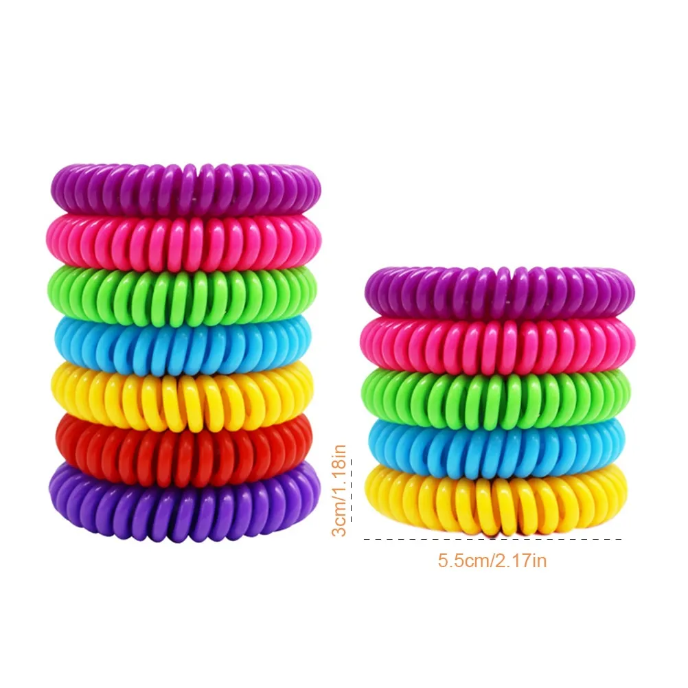 12Pcs Natural Safe Mosquito Repellent Bracelet Waterproof Spiral Wrist Band