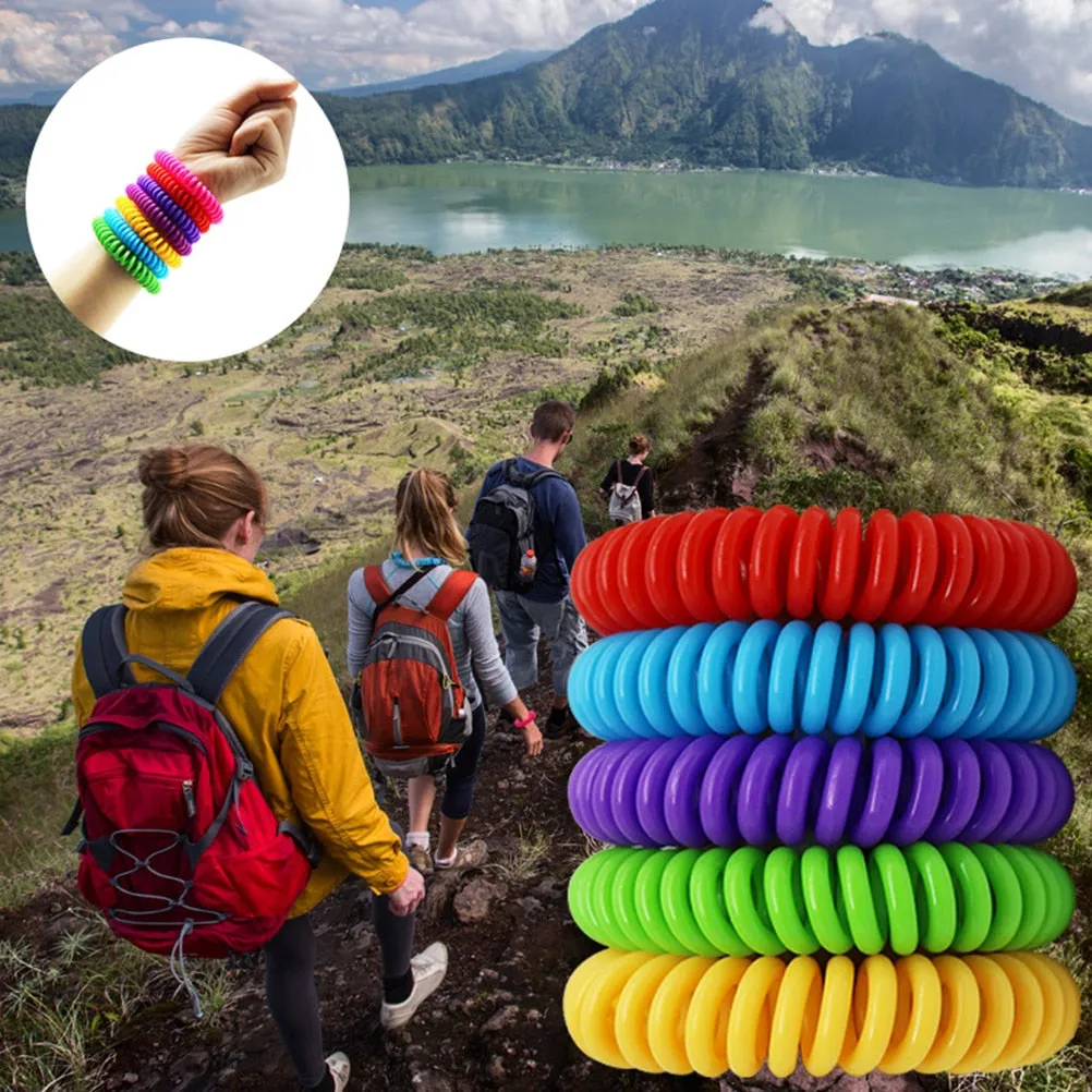 12Pcs Natural Safe Mosquito Repellent Bracelet Waterproof Spiral Wrist Band