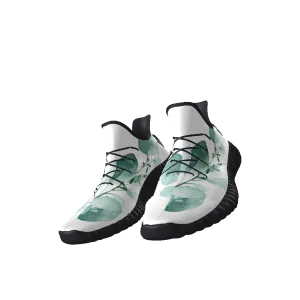 All-Over Print Lace Up Knit Chunky Sneakers