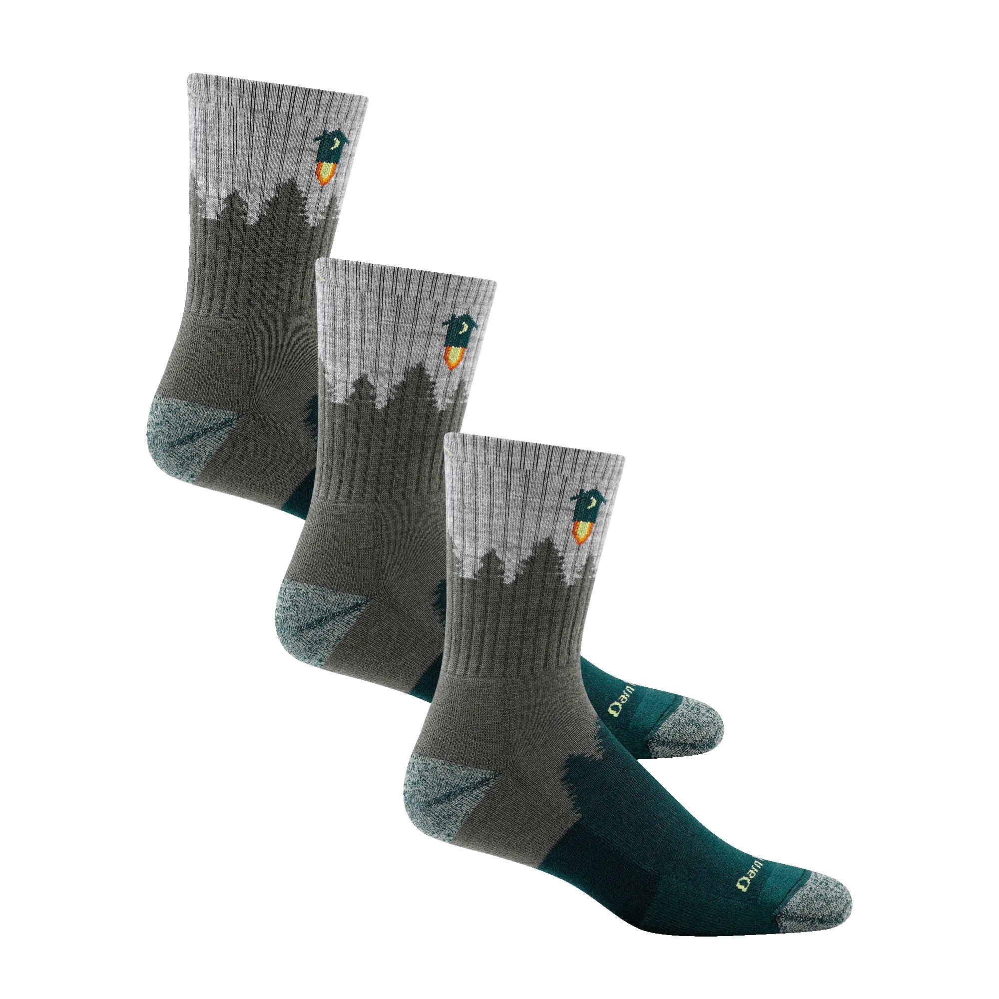 Darn Tough Mens Number 2 Micro Crew Midweight Hiking 3-Pack Socks