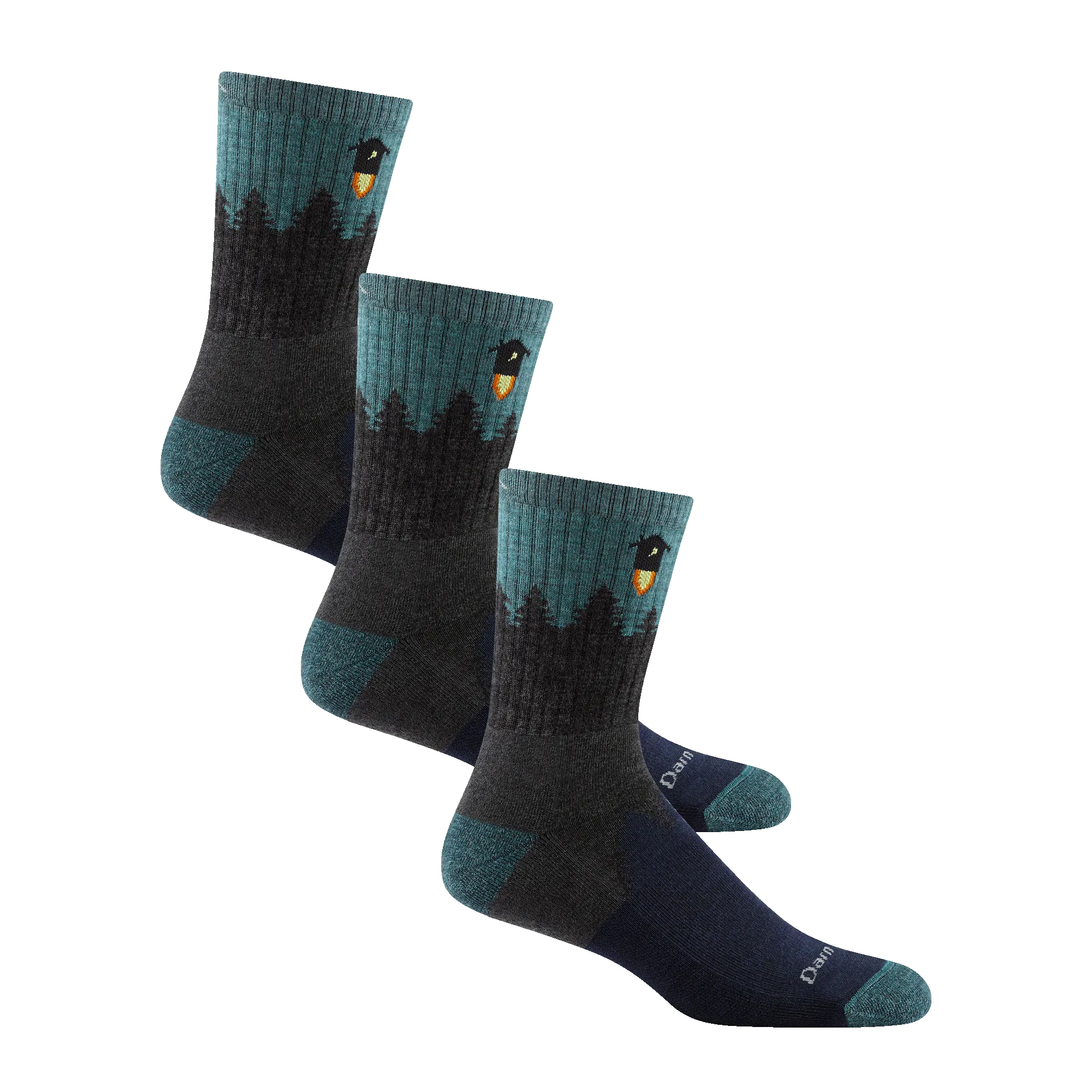 Darn Tough Mens Number 2 Micro Crew Midweight Hiking 3-Pack Socks