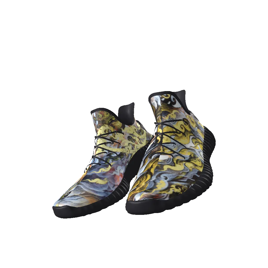Graffiti Sneakers - All-Over Print Lace Up Knit Chunky Sneakers