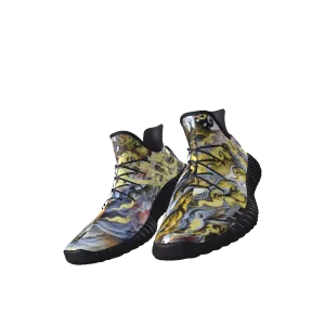 Graffiti Sneakers - All-Over Print Lace Up Knit Chunky Sneakers