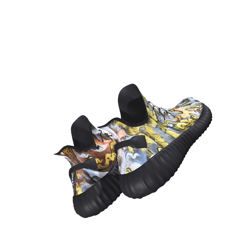 Graffiti Sneakers - All-Over Print Lace Up Knit Chunky Sneakers
