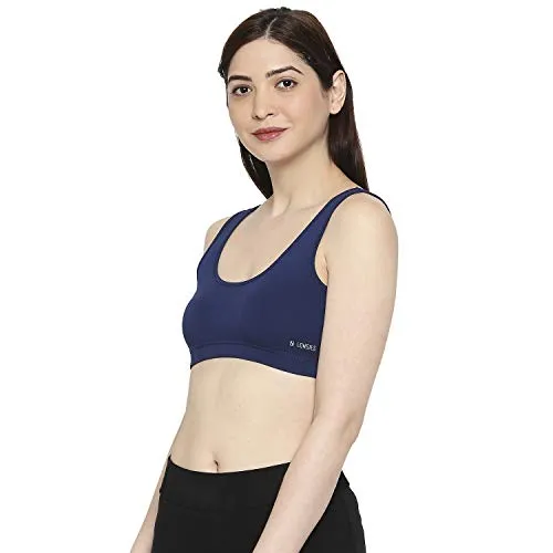 Longies Women Regular Fit Sports Bra (LGSBPO2003_XXLarge_Blue,Grey)