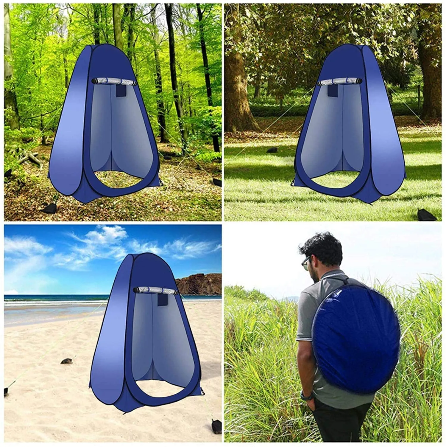New Brekmis Camping Toilet Pop Up Privacy Tent Changing Room Tent Portable Toilet for Camping Portable Shower Silver Coated Dressing Room Tent UV Protection Privacy Shelter Camping Cabana, Blue